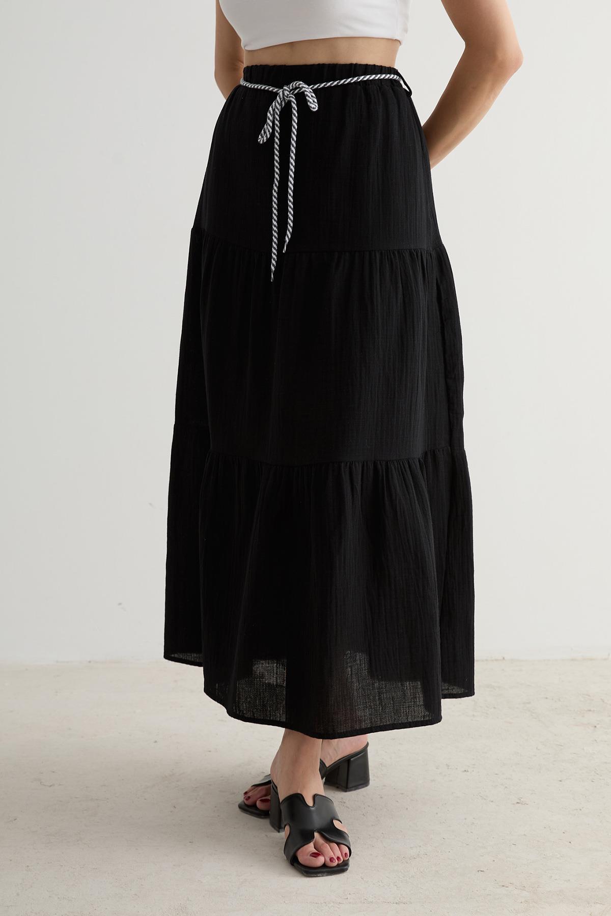 Bawelniana spodnica maxi - czarna