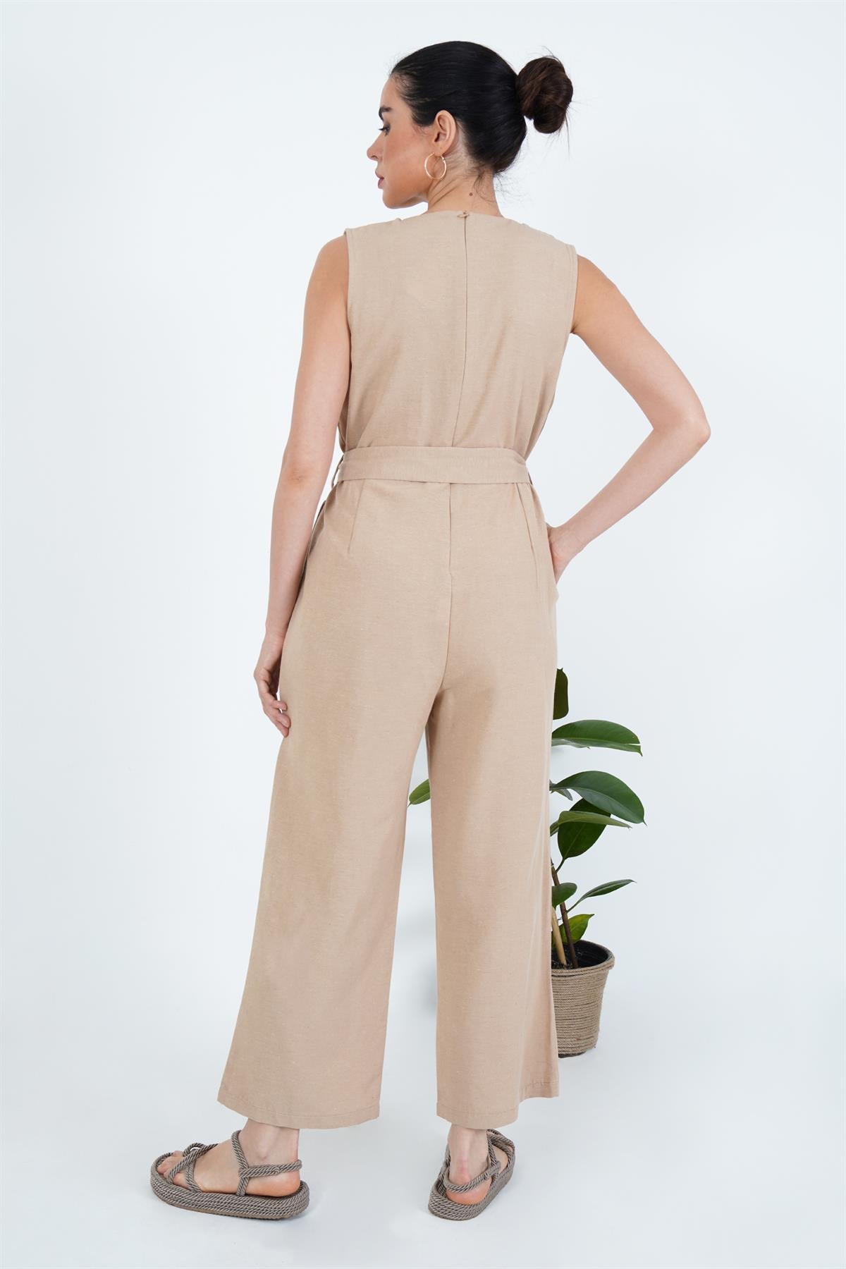 Kombinezon z paskiem - jasny bez