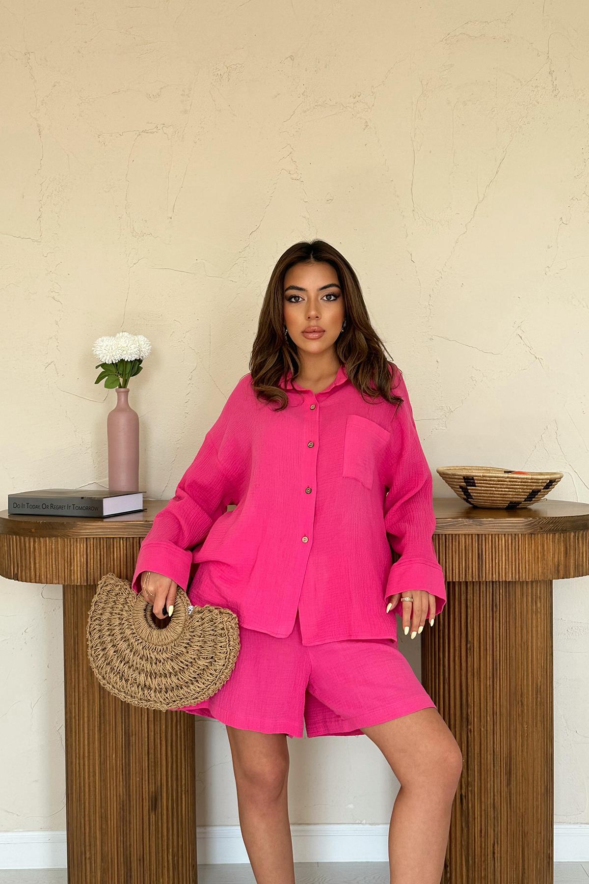 Komplet bawełniany - fuksja