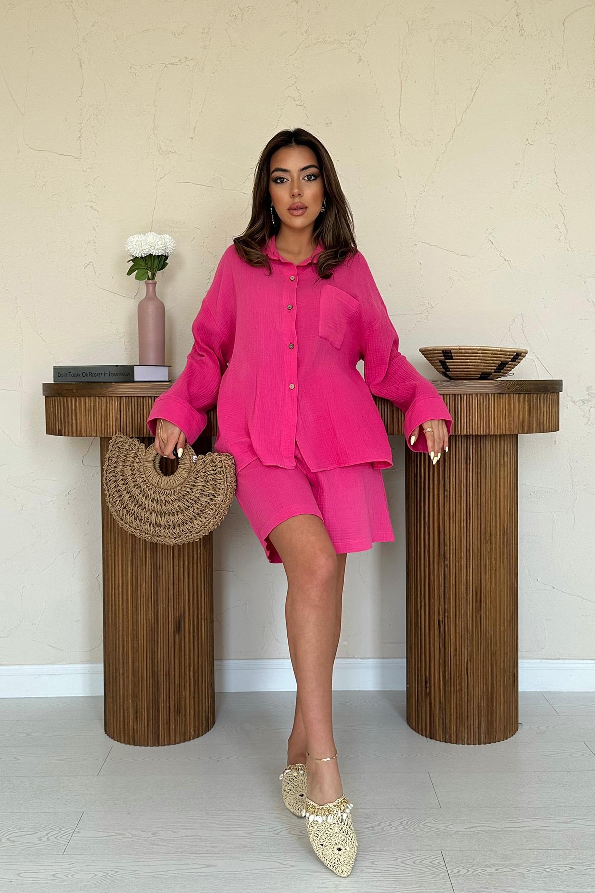 Komplet bawelniany - fuksja