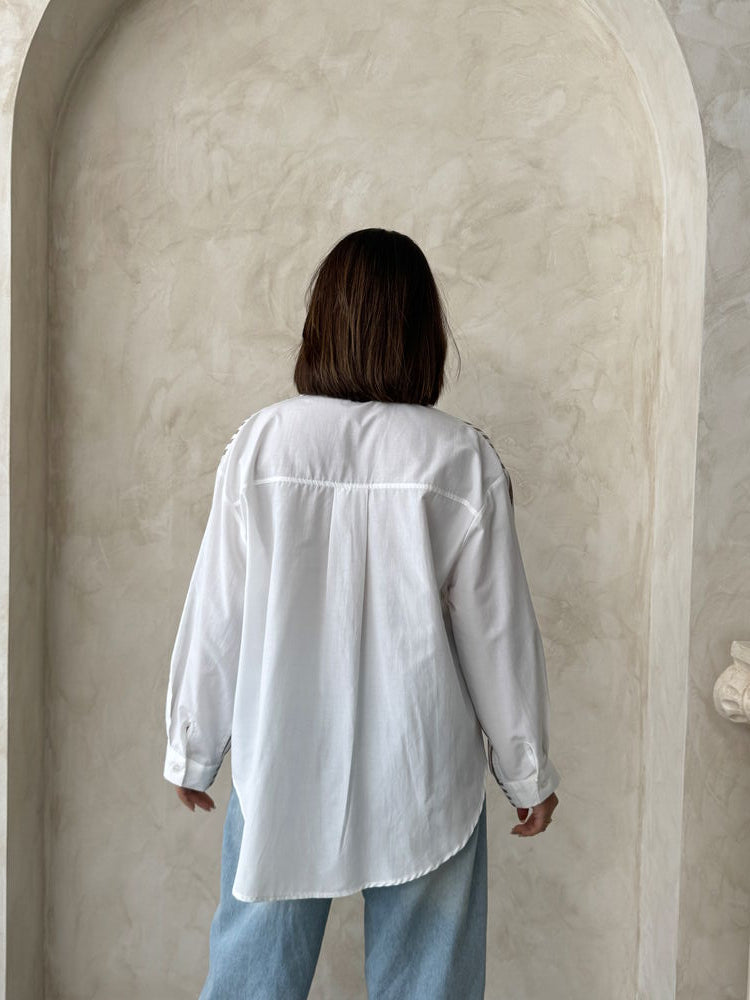 Koszula w paski - brązowa