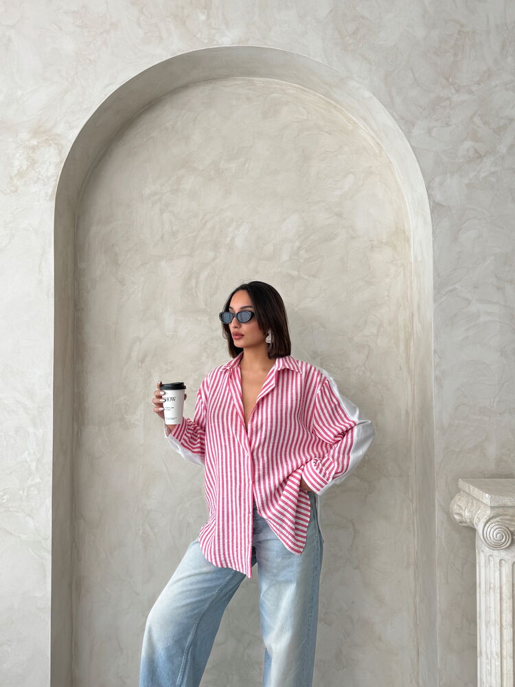 Koszula w paski - fuksja